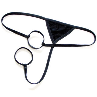 Ye zimei men's sexy thong men's ice silk double circle underwear sexy open crotch temptation t pants 4130