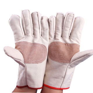 Fantasy double-layer canvas gloves wear-resistant thickened fully lined mechanical machine repair welding work labor protection protective equipment manufacturer direct sales one size fits all 50 pairs of cotton thickened reinforced palm rest gloves