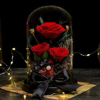 Yingtang preserved flowers dried flowers real flowers rose gift box bouquet ornaments for girlfriends’ birthday auspicious red