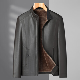 Dibinze plus size men's plush leather jacket business casual plus fat enlarged stand-up collar fat leather jacket for men green xl