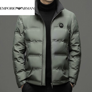 Emporio armani armani winter casual men's stand collar lightweight duck down short jacket trendy korean down jacket men's loose green l 175 suitable for 121-135 jin jin equals 0.5 kg