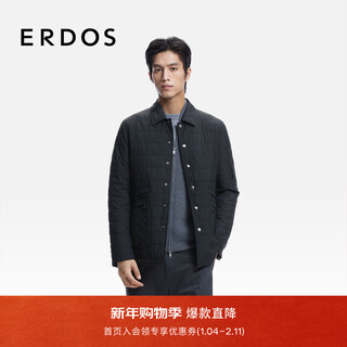 Erdos men's pongee lapel executive jacket 26 years early spring new shirt version cotton jacket light and warm black m 170/92a