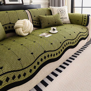 Fantasy leather sofa cushion fixed cushion one-piece sofa cover dark brown 90x300cm