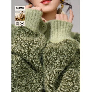 Demana contains fluffy sheep wool, winter retro-style color-blocked lapel cardigan, comfortable little knitted sweater women's top
