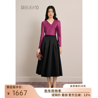 Obbligato origato spring pullover cherry red v-neck glossy suit top top cherry red s