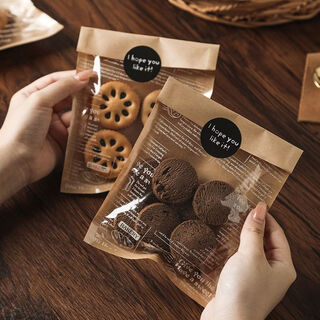 Fantasy english kraft paper transparent bread bag baked sliced toast bagel bean paste bun pineapple european bag without sealing sticker english kraft paper casual bag small size 100 pieces