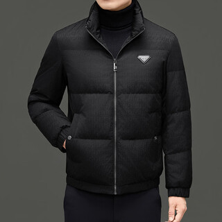 Lilanz men's down jacket white duck down winter short stand collar young and middle-aged warm high-end jacket black m