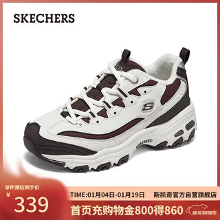 Skechers new year's gift black and white gold plus velvet dad shoes for women, thick sole, versatile, comfortable and warm sneakers 896268