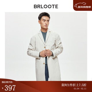 巴鲁特（Brloote）轻薄风衣男春秋装时尚简洁百搭防风落肩款外套 卡其 170/92A
