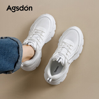 Augushiden thick-soled dad shoes for women 2026 new spring all-match sports white shoes breathable, comfortable, lightweight and height-increasing casual shoes w261003 white 40