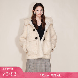 Fabrique vanilla yellow sheep wool teddy velvet college style hooded eco-friendly fur jacket vanilla yellow s