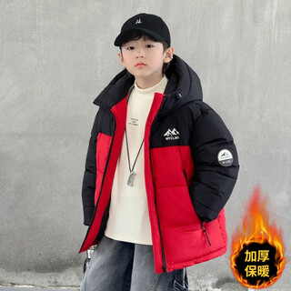 Disney 6-15 years old children's down jacket boys winter cotton coat 2026 new thickened cotton jacket autumn and winter style for middle and large children cotton coat black and red 120 cm