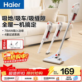 Haier vacuum cleaner wired household handheld push rod two-in-one small powerful dust removal pet car cleaning can be wall-mounted hz-g16w white