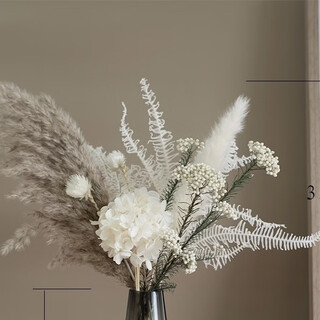 Jiejifeng high-end french dried flowers real flower ornaments living room desktop model room soft decoration ins reed vase ins style white hydrangea curry single bouquet