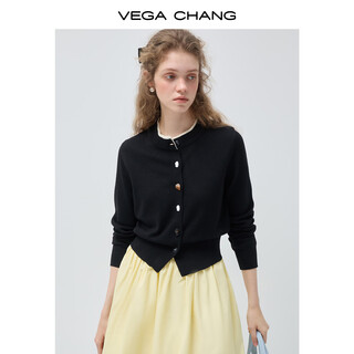 Vega chang red shirt warm wool knitted cardigan for women 2026 new spring and new year atmosphere sweater mellow black one size