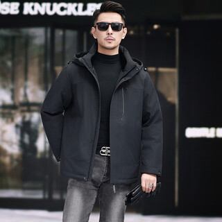 Heilan house (hla) new autumn and winter hooded short down jacket loose casual windproof outdoor jacket young and middle-aged men's warm jacket black 2xl