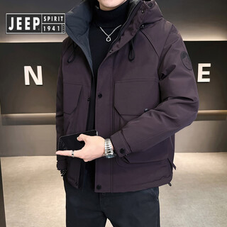 Jeep spirit jeep down jacket men's winter thickened 2025 new style short large size winter outdoor charge. jacket workwear purple m