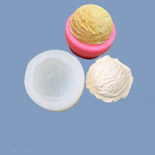 Fantasy ball ice cream mold kneading le aromatherapy plaster abrasive baking tool half scoop ice cream silicone mold (white powder) 2-piece set