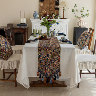 Fantasy retro dining table and table flag, light luxury and high-end tablecloth, coffee table, sideboard cover, bed flag, new style, original cotton and linen + tablecloth, tablecloth 140x200cm