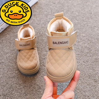 G.duck children's cotton shoes 2025 new winter boys' shoes plus velvet for baby girls and young children warm soft-soled snow boots khaki m6 25 inner length 15.5cm suitable for feet 14.5cm long