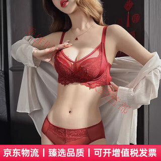 Agent provocateur light luxury brand year of the horse zodiac year underwear women's large breasts make it smaller anti-sagging sexy pure desire lace bride special burgundy-set 70b 32 big breasts make it smaller