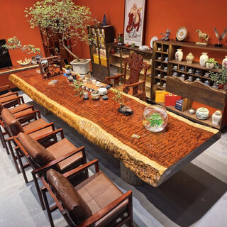 Yong huan bahua large board tea table coffee table coffee table office conference dining table whole piece calligraphy and painting case anti-crack king bahua large board 235x90x10 comes with tripod