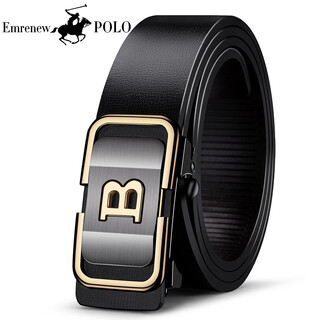 Men's belt genuine leather automatic buckle belt fashion casual middle-aged youth business cowhide trouser belt gold 105cm