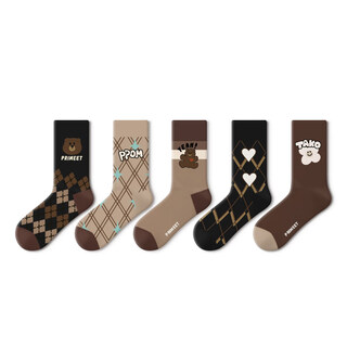 Pami socks women's ins trend mid-calf socks fun and creative cartoon cute illustrations for sports couples to wear long stockings cotton creative illustration group b_women's style (suitable for sizes 36-39) one size fits all five pairs