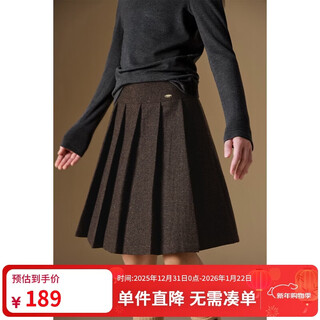 Elle kids woolen woolen autumn and winter short skirt for girls, retro style, a-line version, wide pressed pleats, crisp and stylish skirt