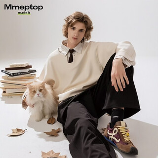 Mmoptop retro fake two-piece shirt collar long-sleeved sweatshirt men's autumn and winter casual top mwy42 apricot l