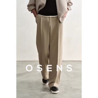 Osens men's three-dimensional denim high-density weaving adjustable waist loose straight trousers casual trousers spring gravel color 32 (175/84a)
