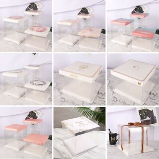 Fantasy birthday cake box 4 inches 6810 inches double layer plus ming doll square packaging 5 sets 4 inches white plus height 5 sets