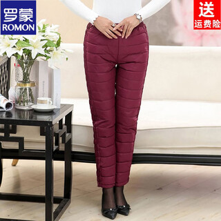 Romon down pants for the elderly, winter wear, women's pants, elderly pants, thickened and warm, grandma, old lady, cotton pants, mother's pants, purple 2xl 115jin jin is equal to 0.5kg -135jin jin is equal to 0.5kg