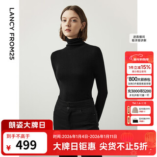 Langzi qiji red wool basic wardrobe pure wool wool sweater winter new slim long sleeve sweater black 2 m