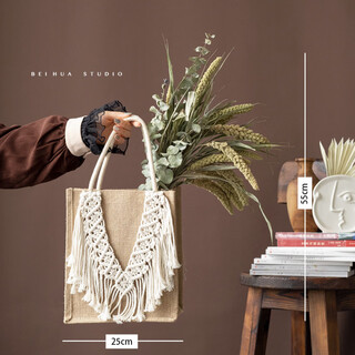 Beihua xishe dried flowers hand-woven sack set photography sample room natural flower bouquet decoration diy arrangement large handle sack + spring and autumn set dry flower bag