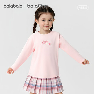 Balabala balaone balabala children's long-sleeved t-shirt for boys and girls 2026 new spring letter printed top pink 60035 110