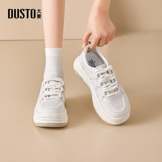 Dusto dadong bread shoes women's shoes spring new flat mid-heel lace-up round toe color collage c1377 m skin color 37
