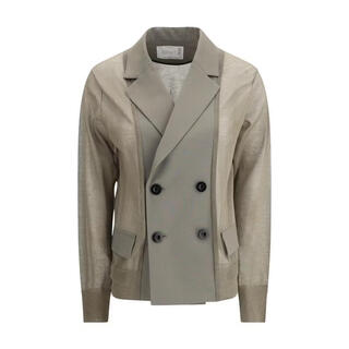 Sacai women's suit fit warm long-sleeved double-row workplace commuter jacket simple gray one size | 2
