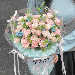 Baihuaguan flower express flower gift multi-head rose real bouquet birthday gift for girlfriend and best friend same-day delivery in the city reflection of love | jd665