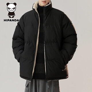 Hipanda hello panda double-sided lamb velvet cotton coat men's bread coat winter thickened warm cotton coat knight black official genuine s 80-100jin jin equals 0.5 kg