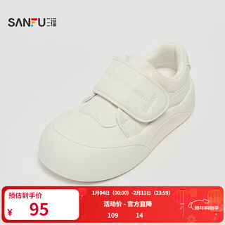 Sanfu women's sneakers spring childlike girl casual style single strap white shoes bread shoes women's shoes 851224 white 38