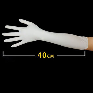 Shantou lincun hair shampoo gloves extra long thin waterproof hair salon housework dishwashing and cleaning durable non-slip wear resistant durable thin style-white-20 pairs xs