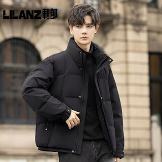 Lilang stand collar down jacket men's 2026 new winter thickened bread coat short fashion casual warm jacket xuanwu black (new national standard 90 velvet anti-drilling velvet) 3xl (170-200jin jin equals 0.5 kg)