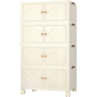 Yusenyi pp household transparent snack storage cabinet kitchen living room folding storage box multi-layer wheelable width 45x depth 27cm (solid color) one layer installation-free/folding design/no pulleys no cash back