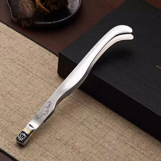 Pupan damascus steel tea knife, tea clip, tea spoon, pot raising pen, kung fu tea set spare parts collection, tea ceremony six gentlemen set, 304 carved flower tea clip