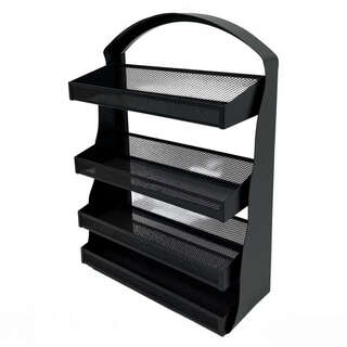 Yusenyipin storage box desktop large capacity multi-layer storage rack dressing table storage rack table top storage iron wavy pattern cosmetics storage rack + black four layers