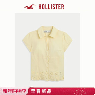 Hollister american waist-tie slim-fit short-sleeved shirt 26 spring new women's clothing 340-6061 yellow m (165/88a)