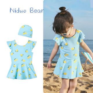 Nido bear summer children's swimsuit baby one-piece swimsuit skirt big child girl 3 years old swimsuit category a western style lemon elf 80 cm