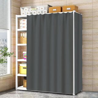 Fantasy shelves, curtains, shelves, shoe cabinets, cloth curtains, cabinets, self-adhesive curtains, velcro curtains, dark gray, width 50x80 high, no-punch slides