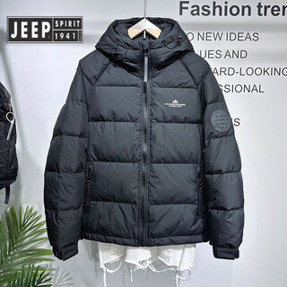 Jeep spirit jeep winter thick down jacket men's new simple soft loose men's winter jacket versatile and warm black m 90-110jin jin is equal to 0.5 kg